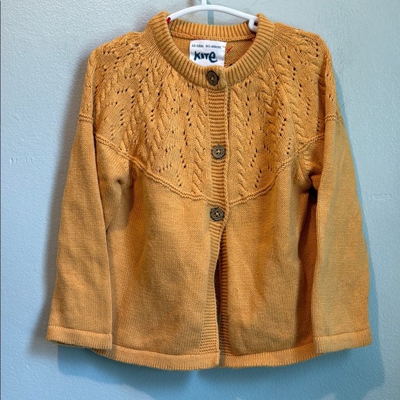 Kite Baby 12-18 months Knit Mustard Button Down Organic Cotton Cardigan - Picture 4 of 6